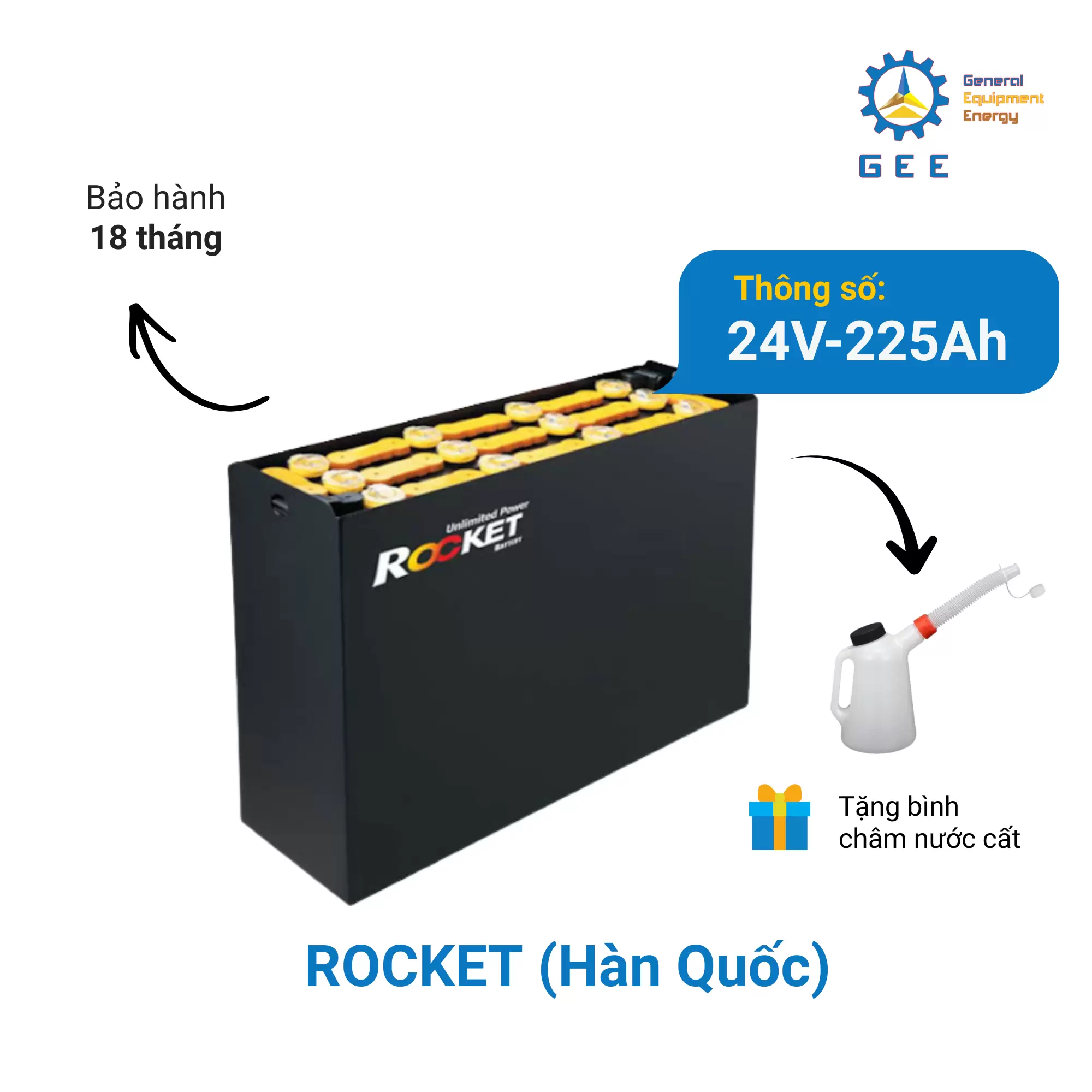 Ắc quy xe nâng điện Rocket 24V-225Ah 